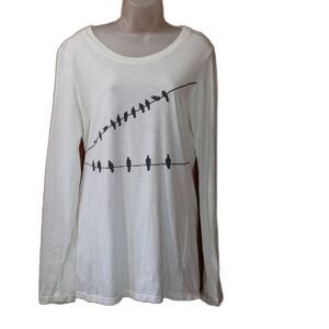 Eco-centric White Long Sleeve Top with Bird Design LG Organic cotton